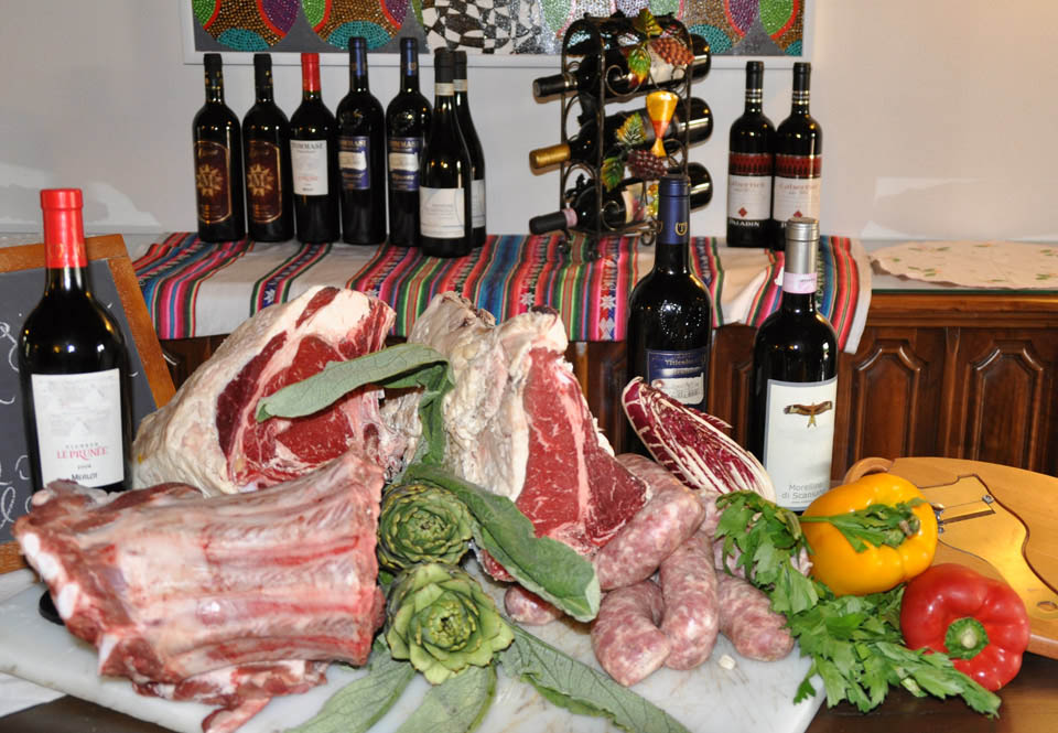 Selezione di carni e vini